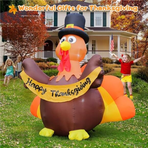 Thanksgiving Inflatables Turkey Outdoor Decorations with Built-in LED - Picture 4 of 7